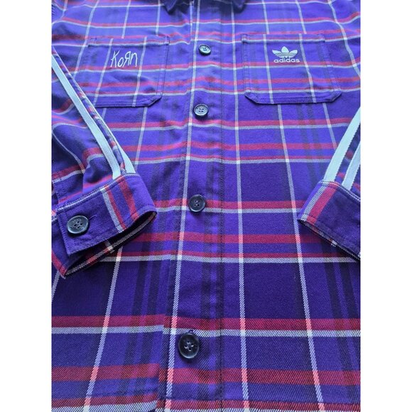 NWOT Authentic Men's Adidas x Korn Heavy Duty Plaid Flannel Overshirt (M) - Picture 6 of 16